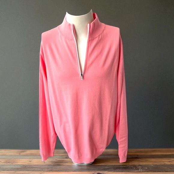 FOOTJOY 1857 CASHMERE BLEND Pink Half Zip Pullover Size Large